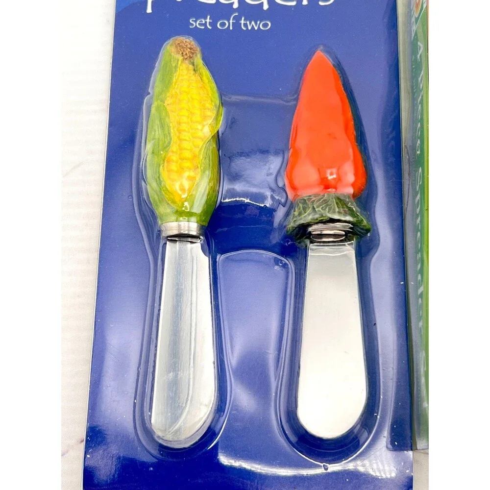 Vtg Charcuterie Cheese Spreaders Jelly Knives Picnic Party Summer Condiments Veg